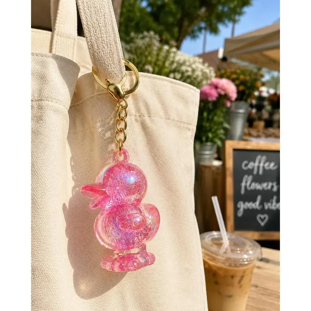 Iridescent Duck Keychain – Glossy Acrylic Bag Charm